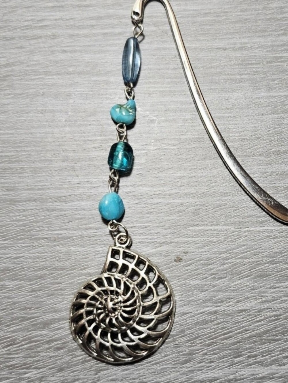Blue Seashell Beaded Bookmark
